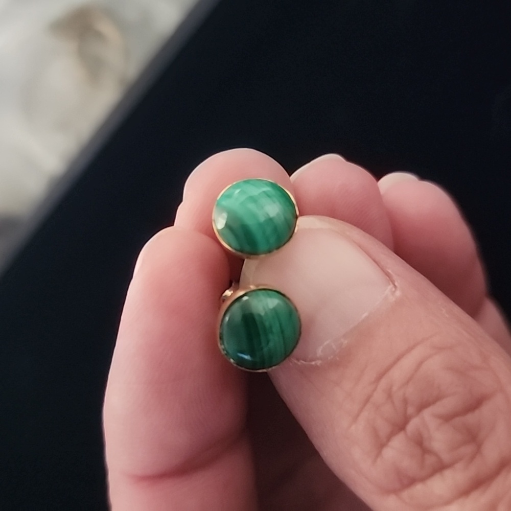 Handmade Malachite and Gold Earrings